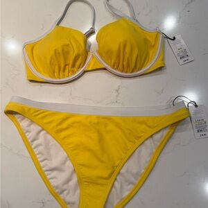 Shade & Shore Yellow Bikini Set Marks on Bottoms See Description